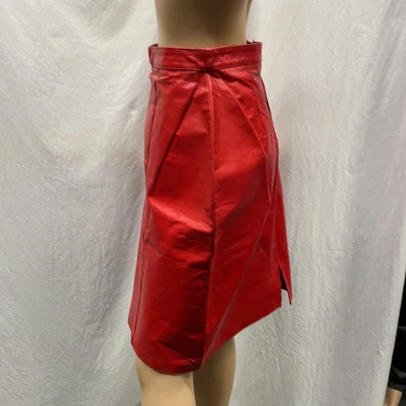 Vintage Terra Women's Red Genuine Leather Pencil Skirt